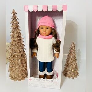 Jillian’s Closet 18” Doll Brown Hair & Eyes in a Winter Outfit New in box